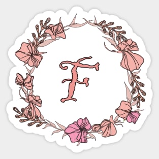 Letter F Rose Pink Initial Monogram - Letter f Sticker